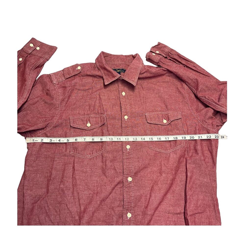 Club Room Shirt Men's XL Red 100% Cotton Classic Pleated Long Sleeve Button-Up - Picture 3 of 6